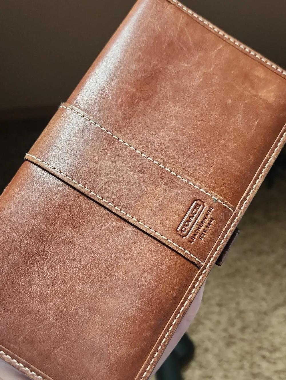 VTG Coach Brown Leather Long Checkbook Holder